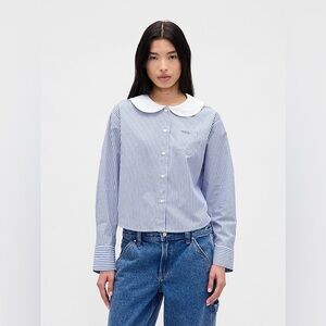 NWT Gap × Sandy Liang Poplin Oversized Shirt in Matisse Blue | Size XS